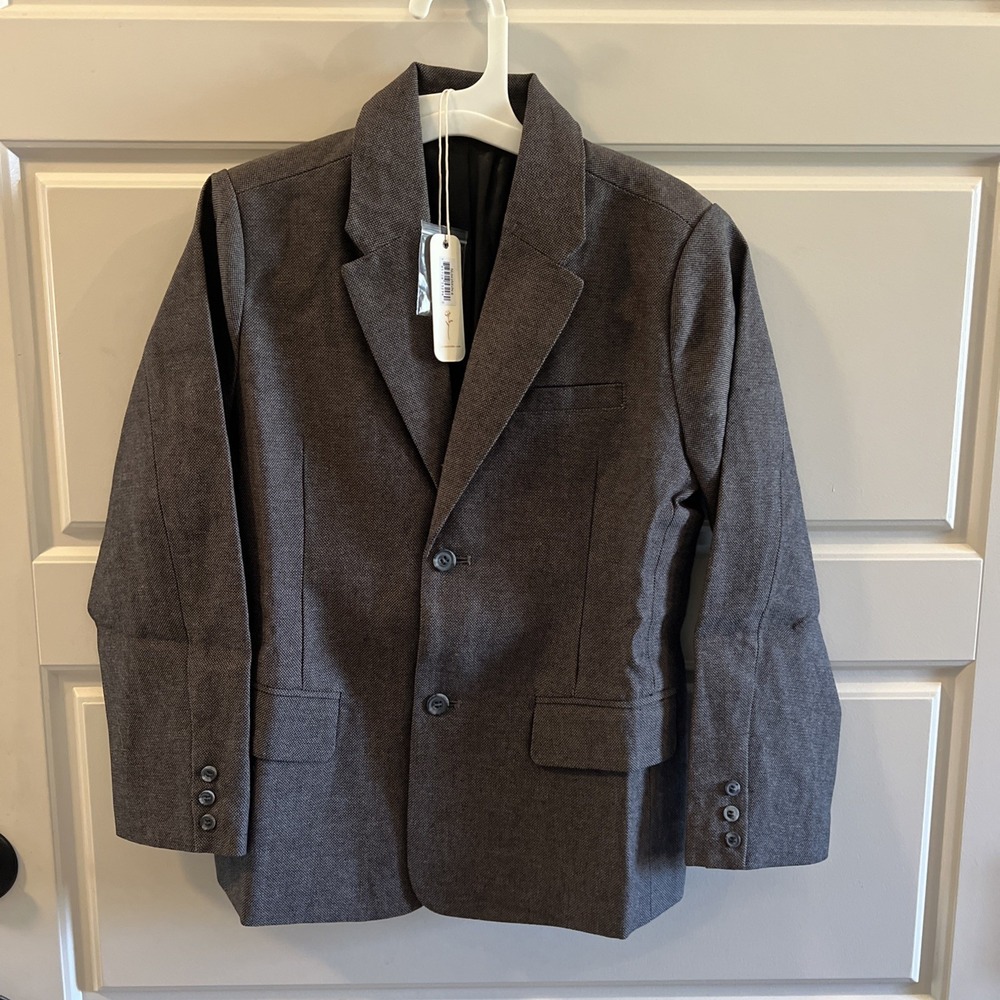 Noralee Sebastian Linen Blazer Boy's 8 Sport Coat Two Button Jacket Charcoal